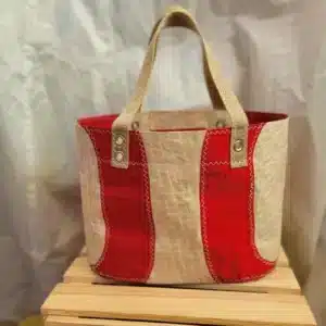 Sac BENTO en voile recyclée – 29×20 cm - beige rouge