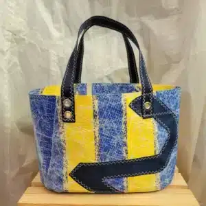 Sac BENTO en voile recyclée – 29×20 cm - bleu jaune