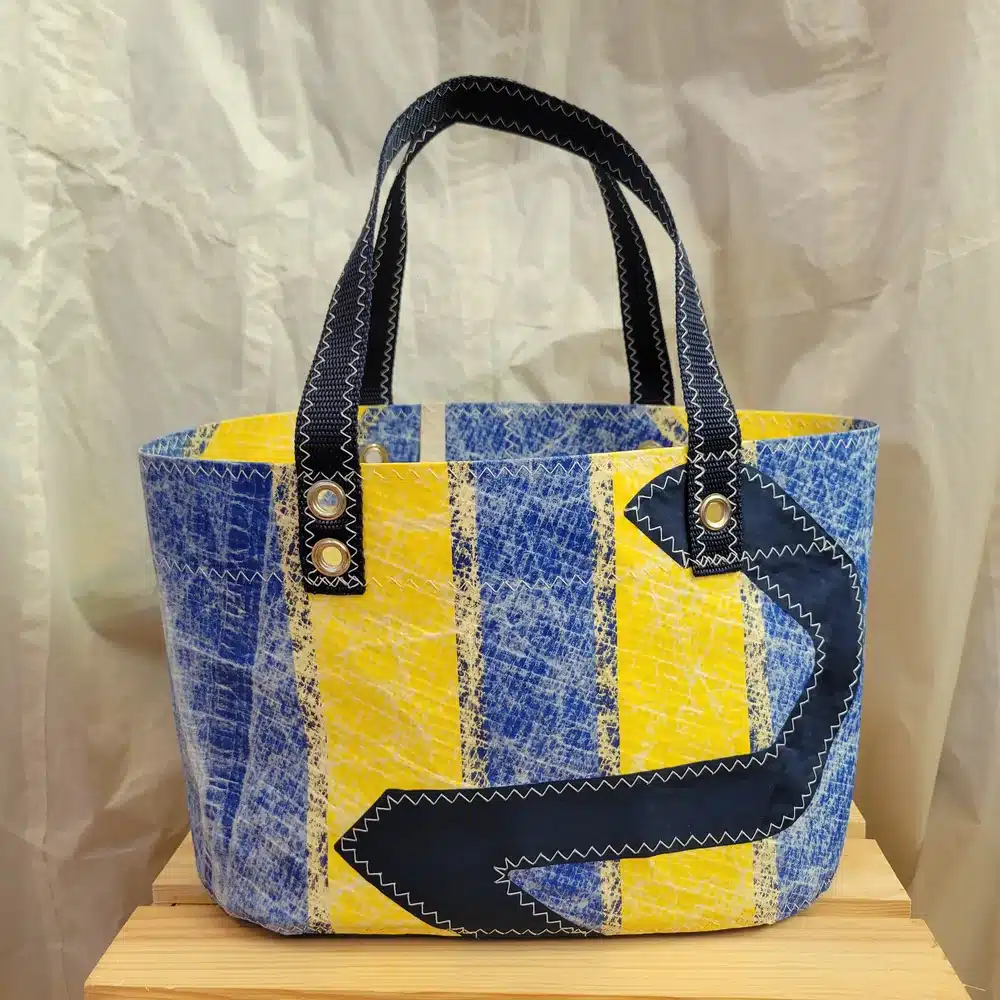 Sac BENTO en voile recyclée – 29×20 cm - bleu jaune