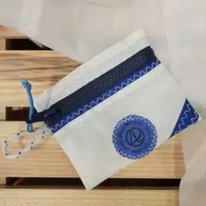 Porte monnaie zippé - Format carte de crédit - Blanc Bleu