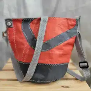 Sac Prévert en voile recyclée – 24×18 cm - Vermillon (bandoulière)