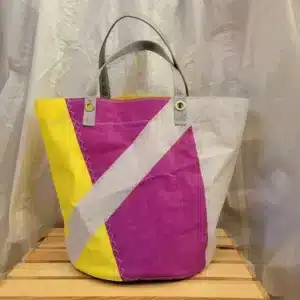 Sac Sacatou en voile recyclée – 38×33 cm – Jaune violet